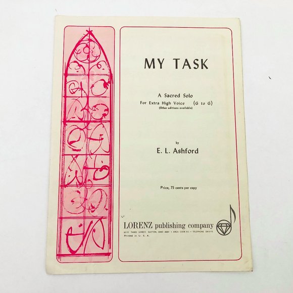 Vintage Ashford "My Task" Sheet Music Vocal Sacred Extra High Voice - Picture 1 of 3